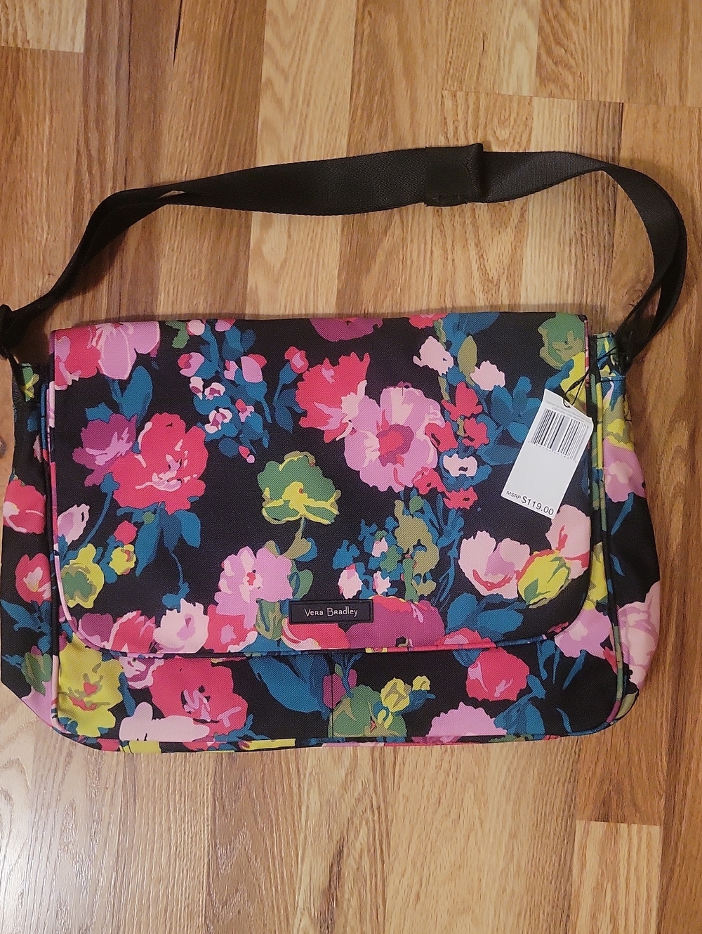Vera Bradley Black Multi Floral Laptop Bag.
